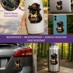 Salem Witch Cat UV DTF Sticker – Waterproof Textured Decal